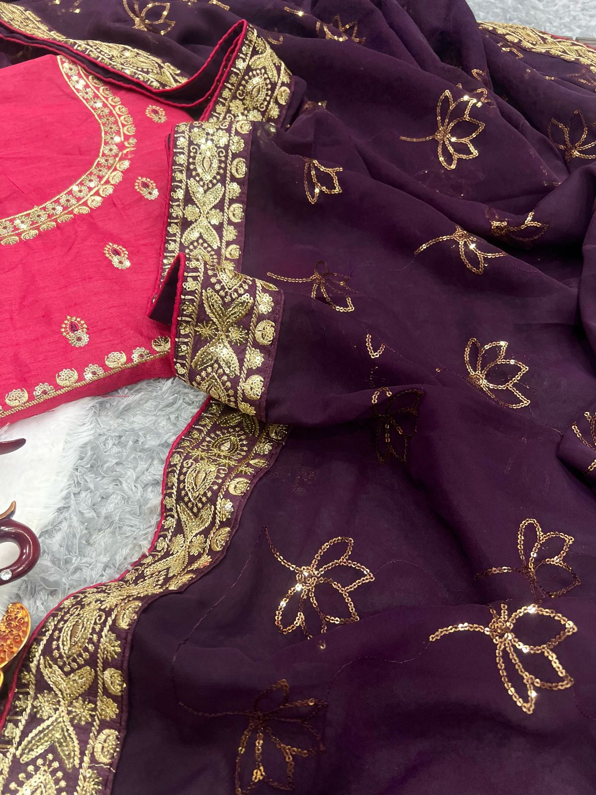 Beautiful Designer Heavy Georgette With Sequence Saree