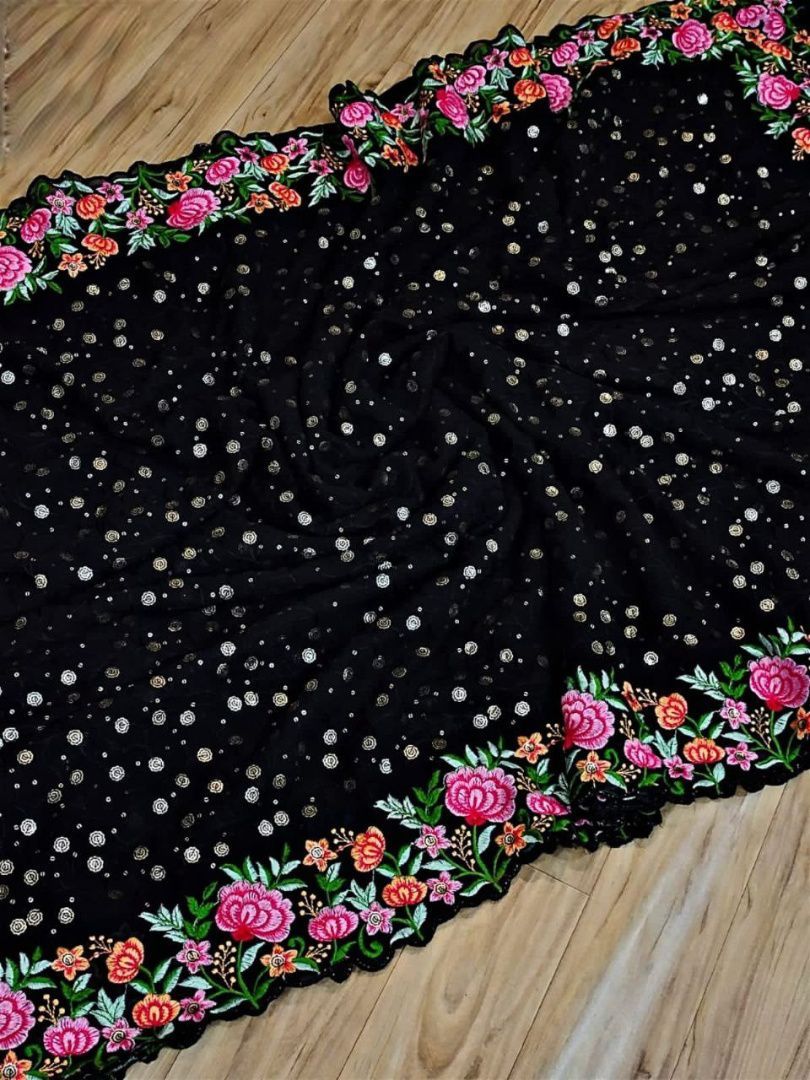 Beautiful Designer Heavy Georgette With Sequence Saree