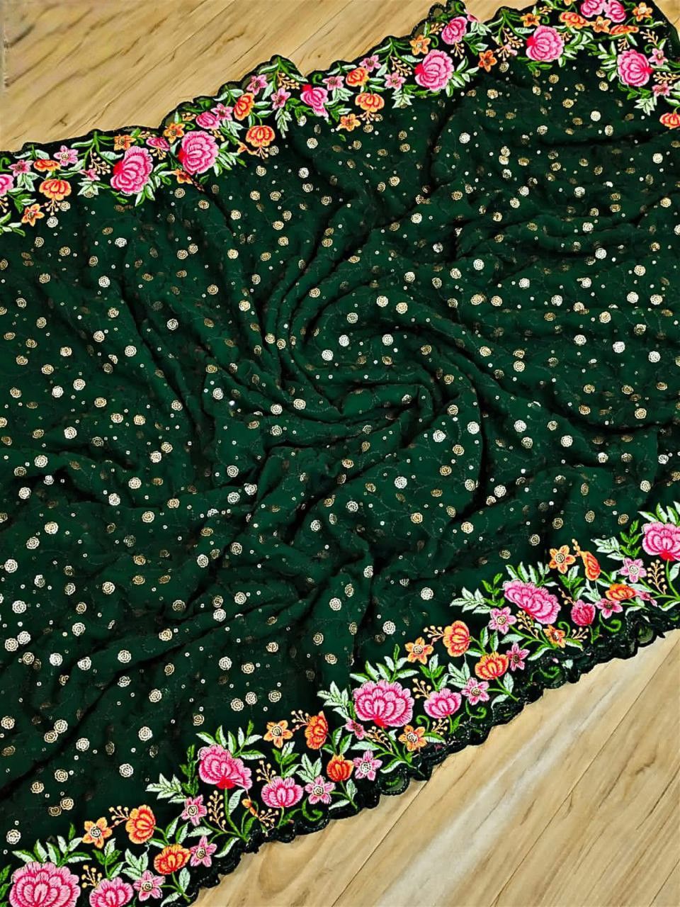 Beautiful Designer Heavy Georgette With Sequence Saree