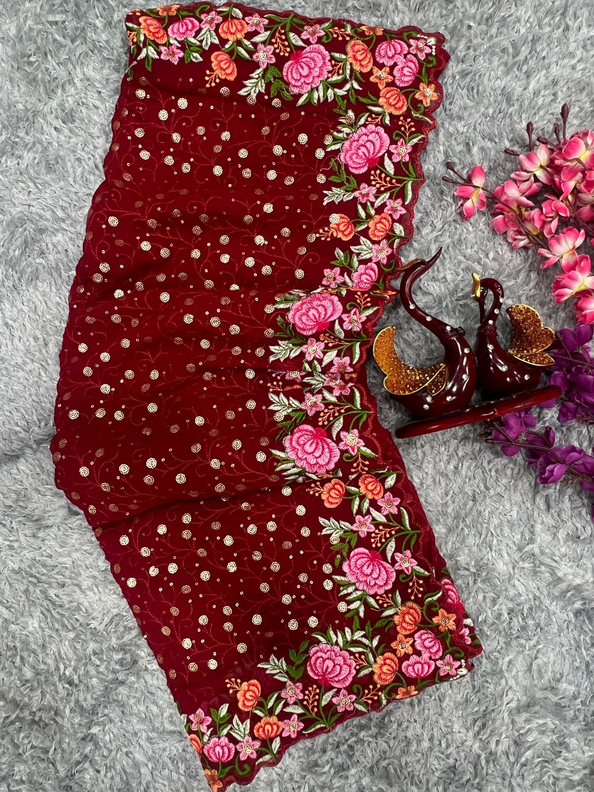 Beautiful Designer Heavy Georgette With Sequence Saree