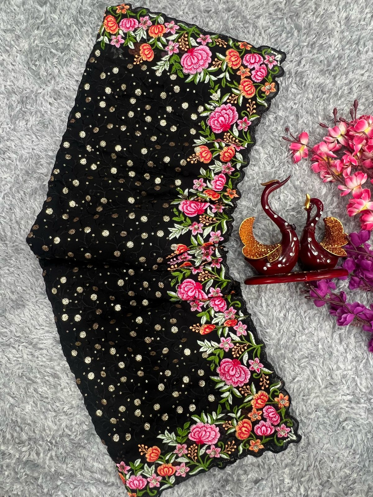 Beautiful Designer Heavy Georgette With Sequence Saree