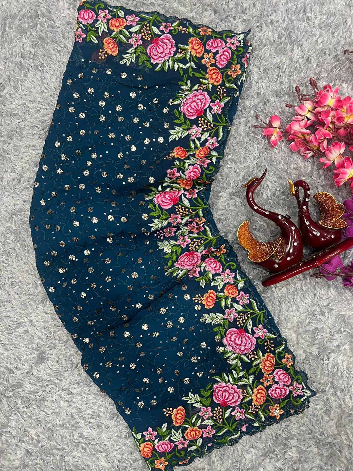 Beautiful Designer Heavy Georgette With Sequence Saree