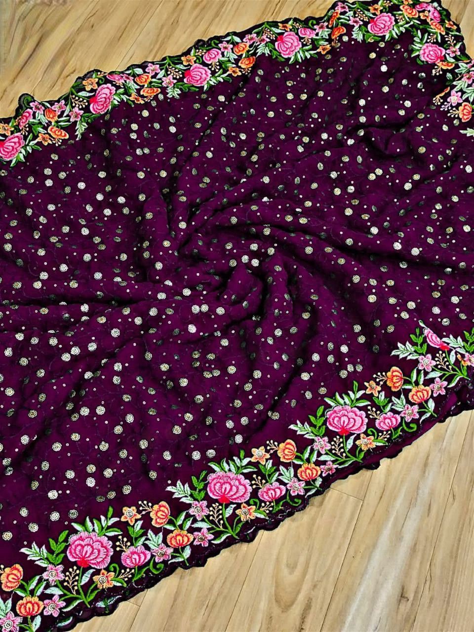 Beautiful Designer Heavy Georgette With Sequence Saree