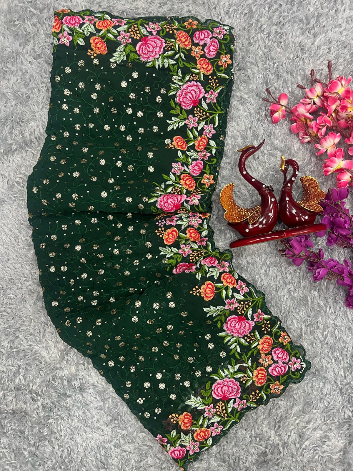 Beautiful Designer Heavy Georgette With Sequence Saree