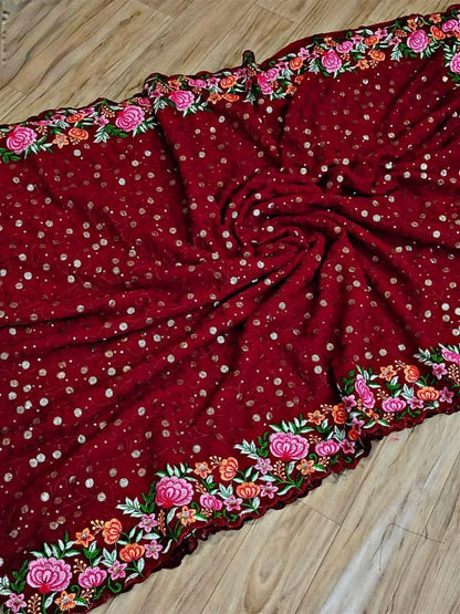 Beautiful Designer Heavy Georgette With Sequence Saree