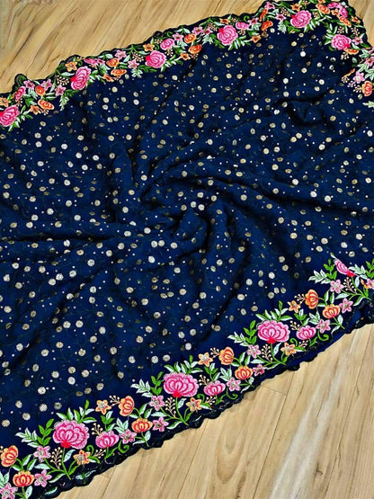Beautiful Designer Heavy Georgette With Sequence Saree