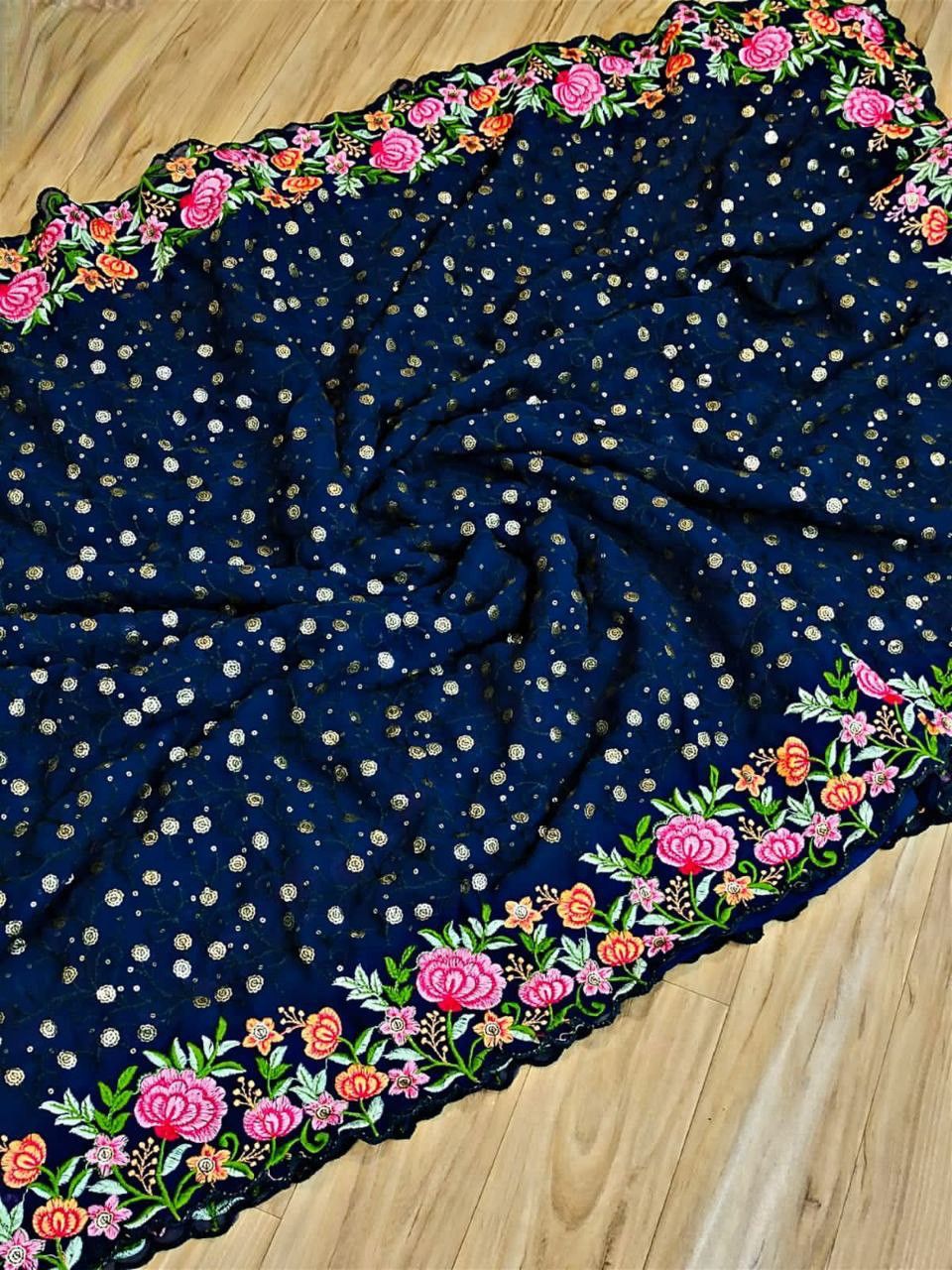 Beautiful Designer Heavy Georgette With Sequence Saree