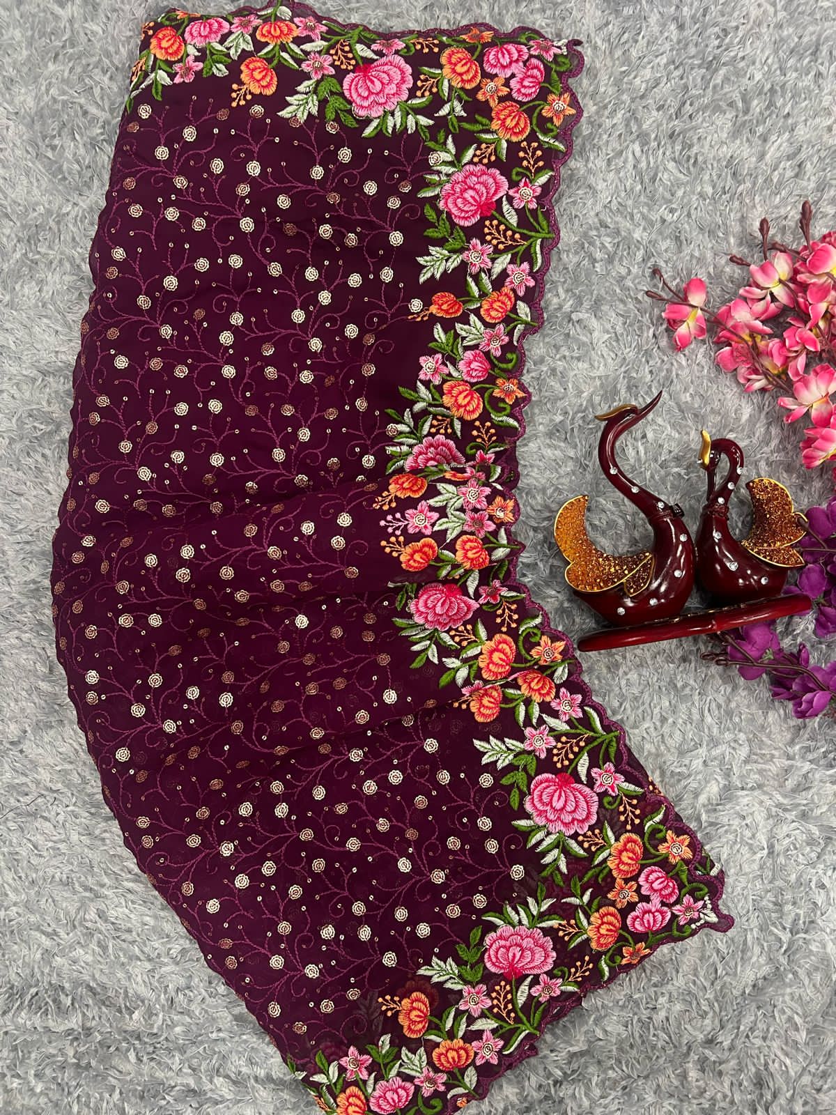 Beautiful Designer Heavy Georgette With Sequence Saree