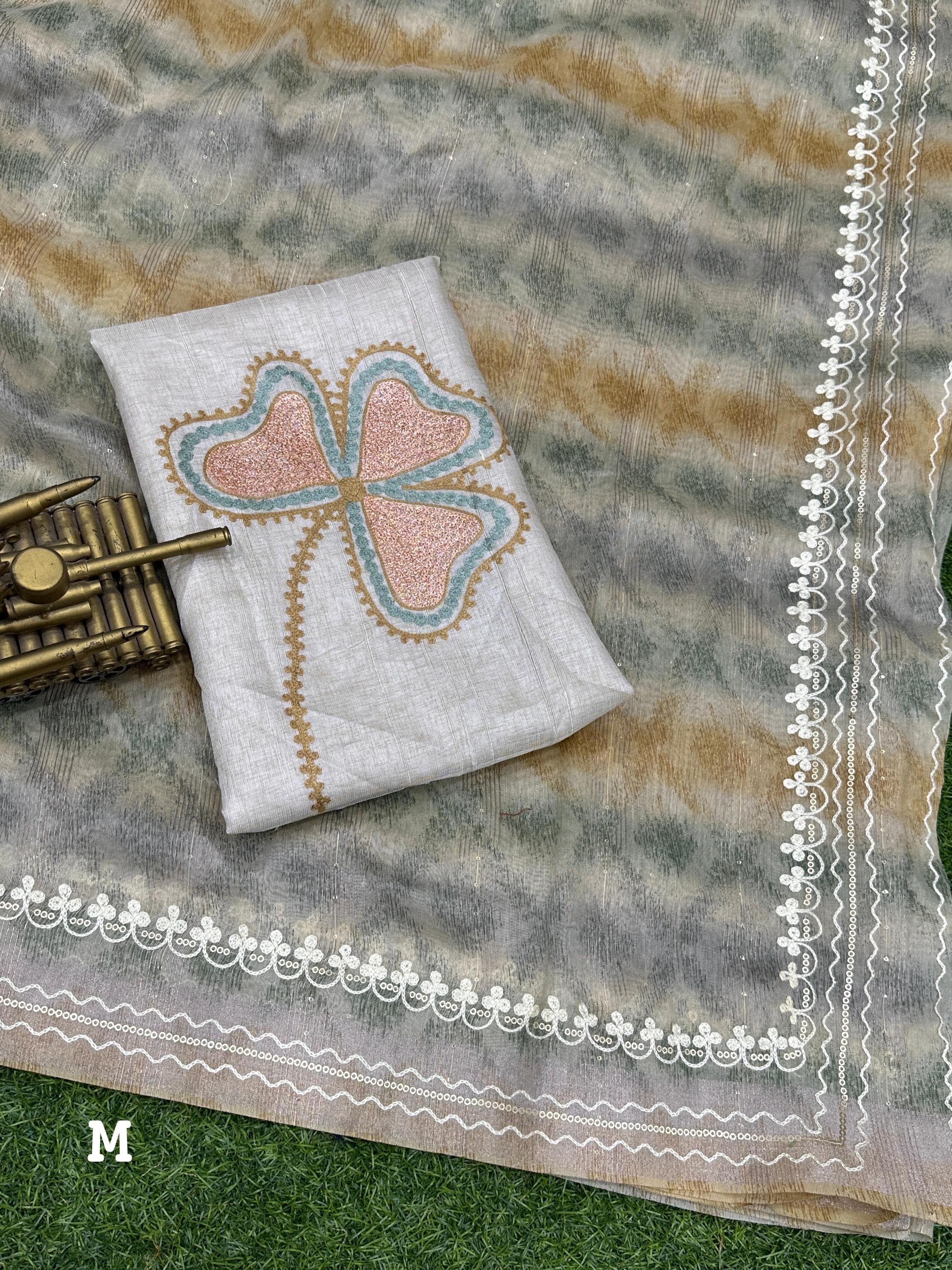 Beautiful Designer Soft Linen With Hand Printed Saree