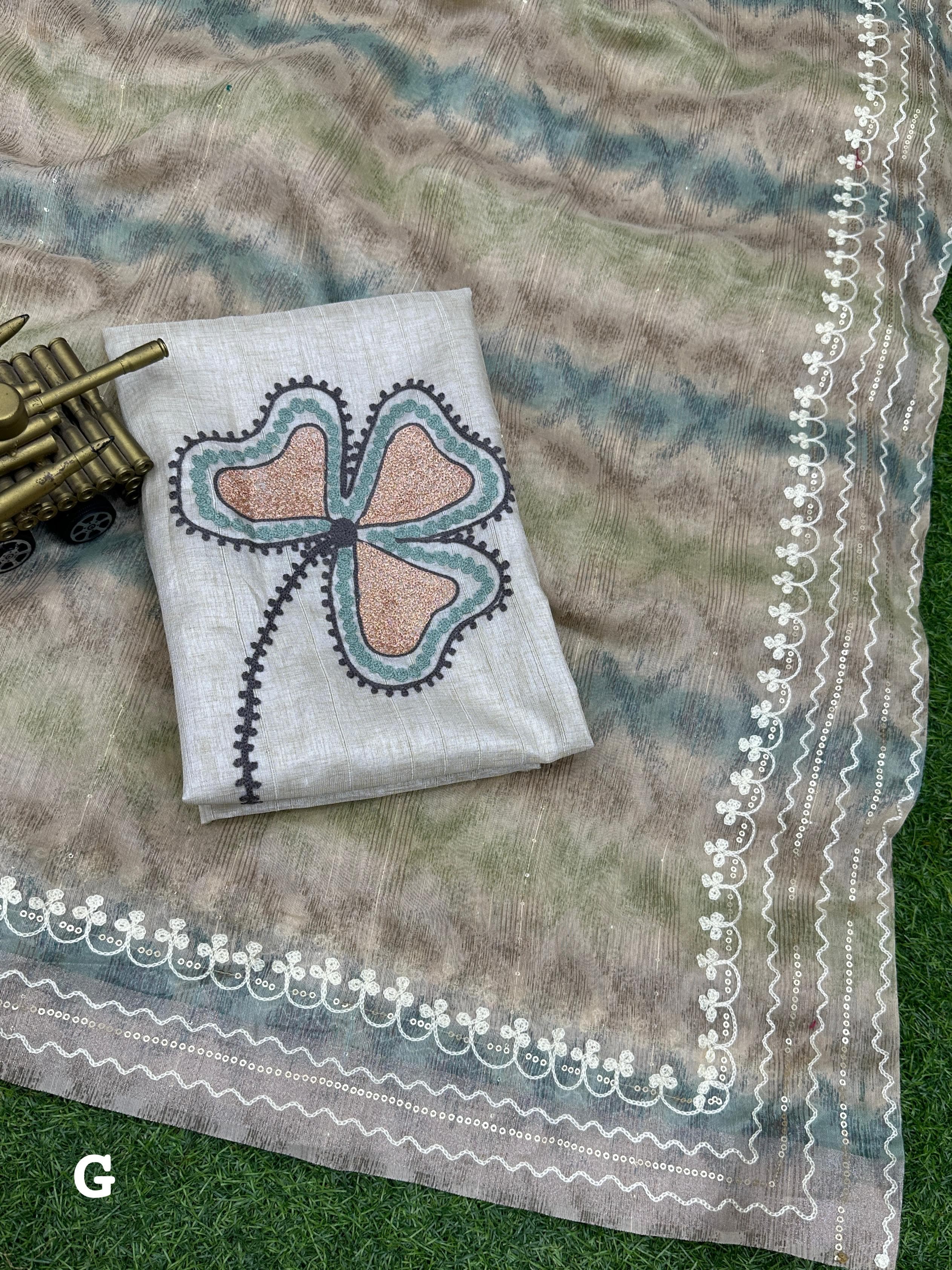 Beautiful Designer Soft Linen With Hand Printed Saree