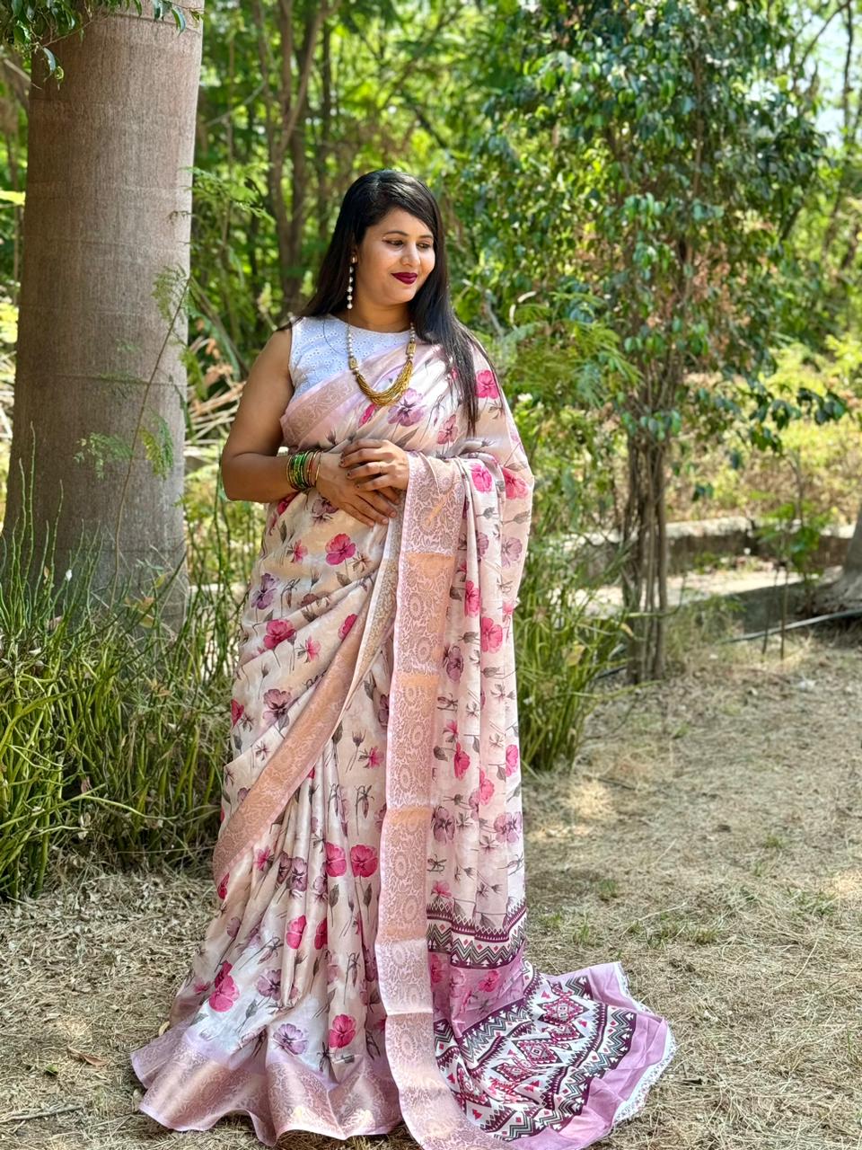 Beautiful Designer Summer Special Bandhej Soft Digital Print Dola Silk Saree