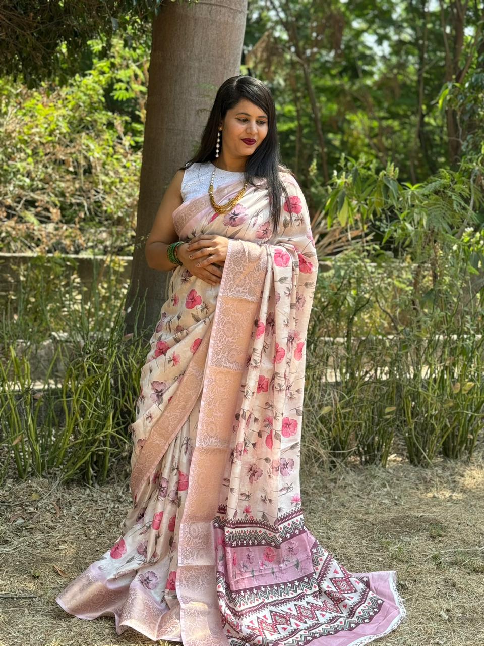Beautiful Designer Summer Special Bandhej Soft Digital Print Dola Silk Saree