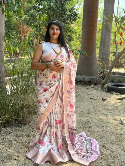 Beautiful Designer Summer Special Bandhej Soft Digital Print Dola Silk Saree