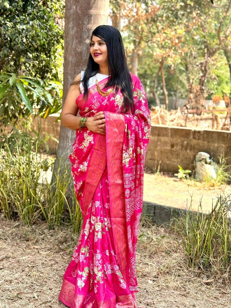 Beautiful Designer Summer Special Bandhej Soft Digital Print Dola Silk Saree