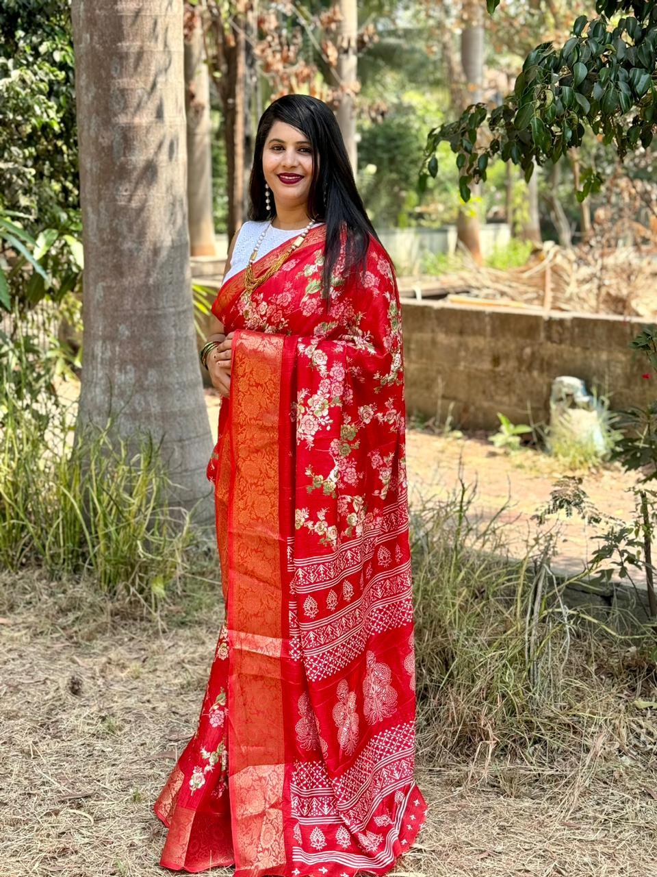 Beautiful Designer Summer Special Bandhej Soft Digital Print Dola Silk Saree