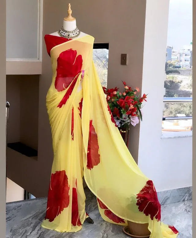 Beautiful Designer Soft Georgette With Digital Print Saree