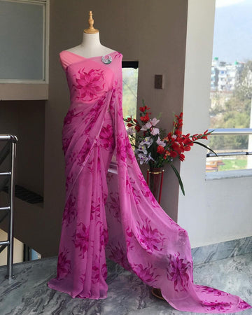 Beautiful Designer Soft Georgette With Digital Print Saree