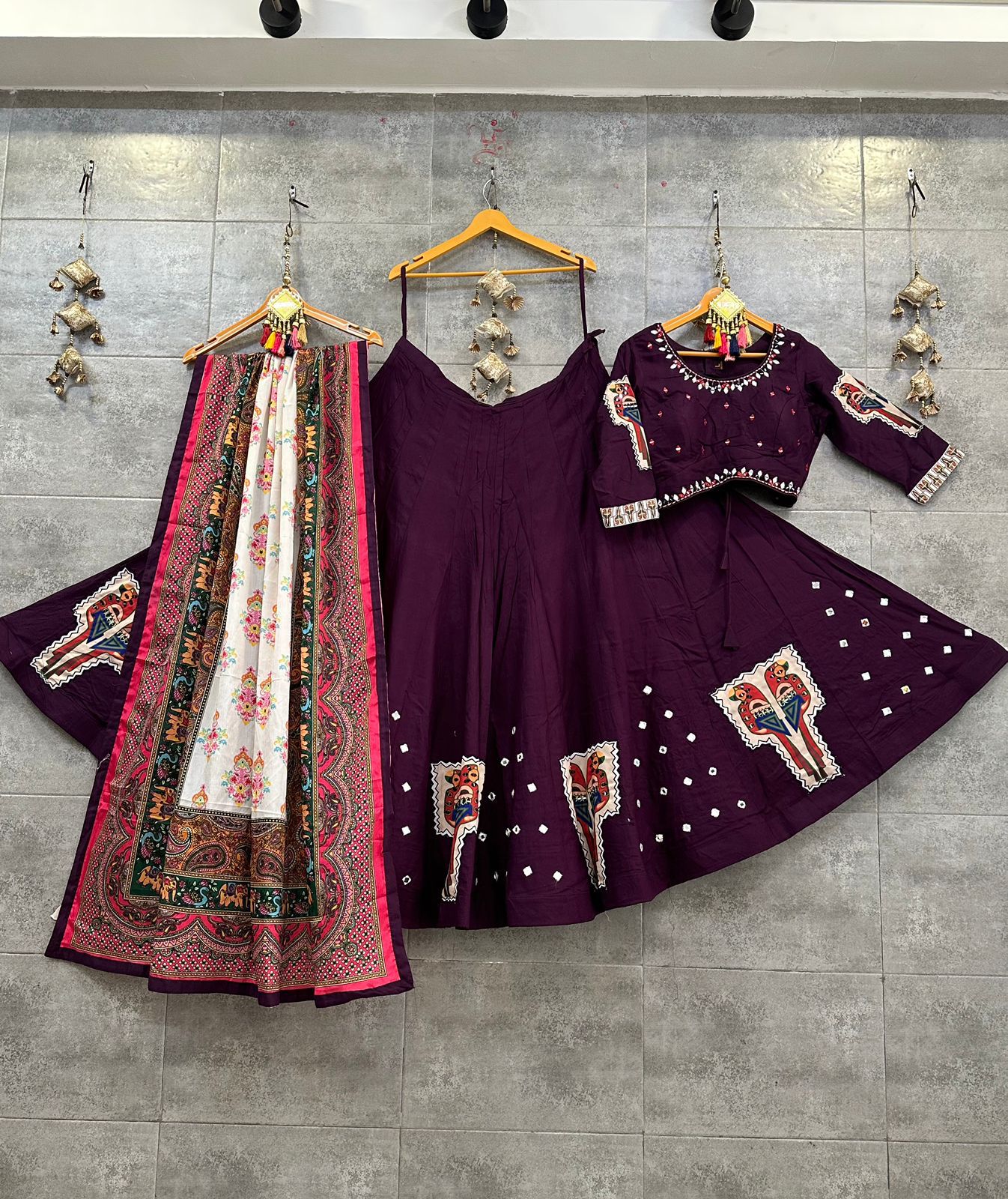 Beautiful Designer Pure Popat Handwork Original Mirror Lehenga Choli