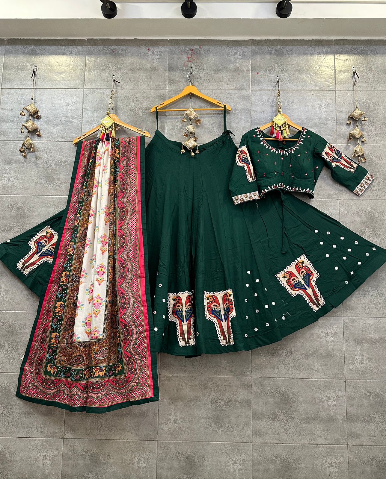 Beautiful Designer Pure Popat Handwork Original Mirror Lehenga Choli