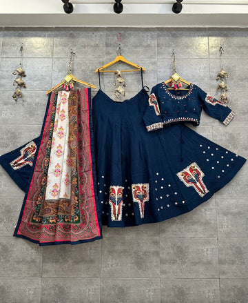 Beautiful Designer Pure Popat Handwork Original Mirror Lehenga Choli