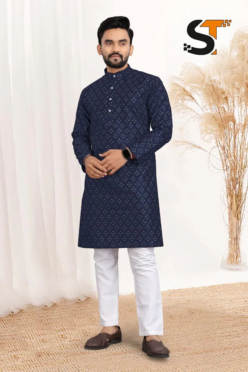 Beautiful Designer Pure Cotton Festival Kurta Pyjama