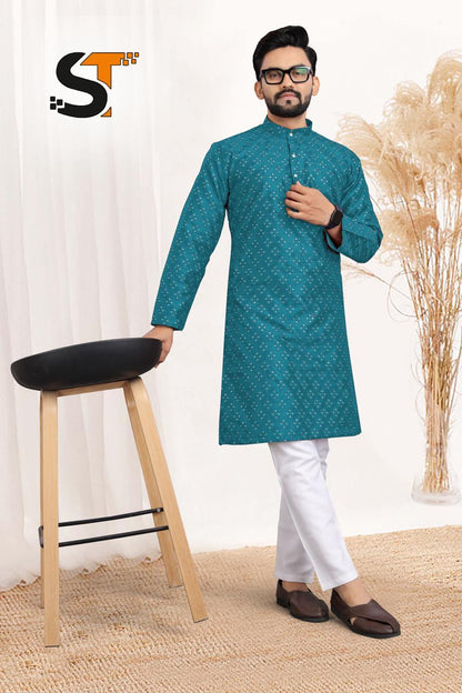 Beautiful Designer Pure Cotton Festival Kurta Pyjama