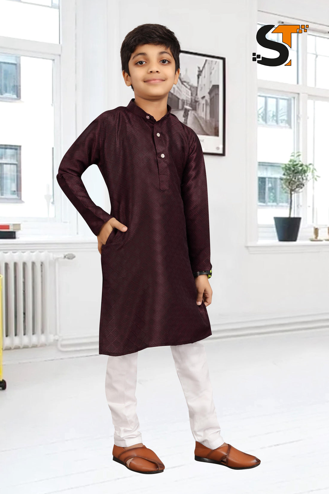 Beautiful Designer Pure Cotton Father Son Matching Combo Kurta Pyjama Set