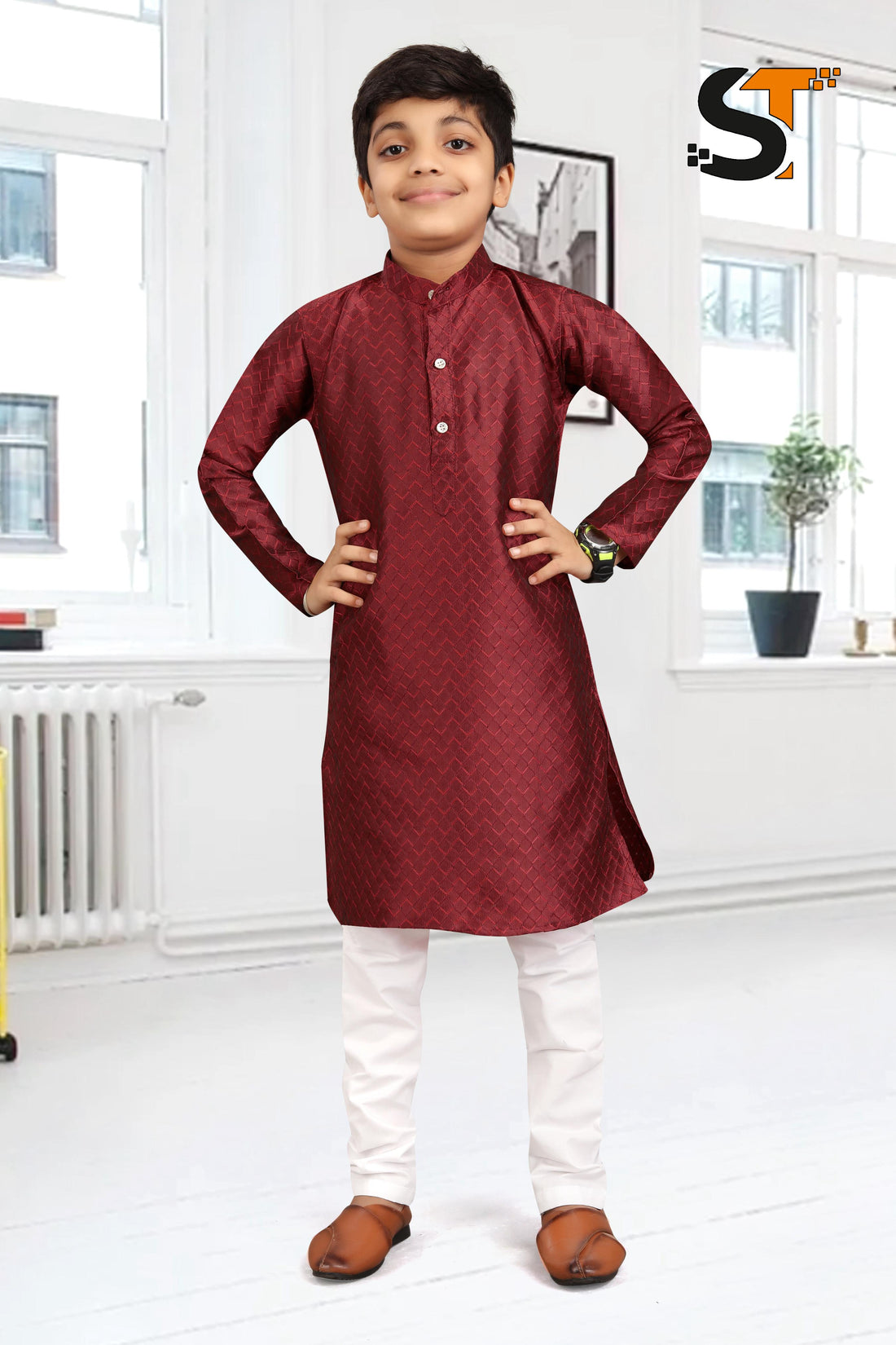 Beautiful Designer Pure Cotton Father Son Matching Combo Kurta Pyjama Set