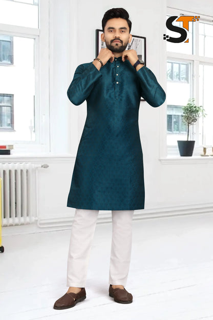 Beautiful Designer Pure Cotton Father Son Matching Combo Kurta Pyjama Set