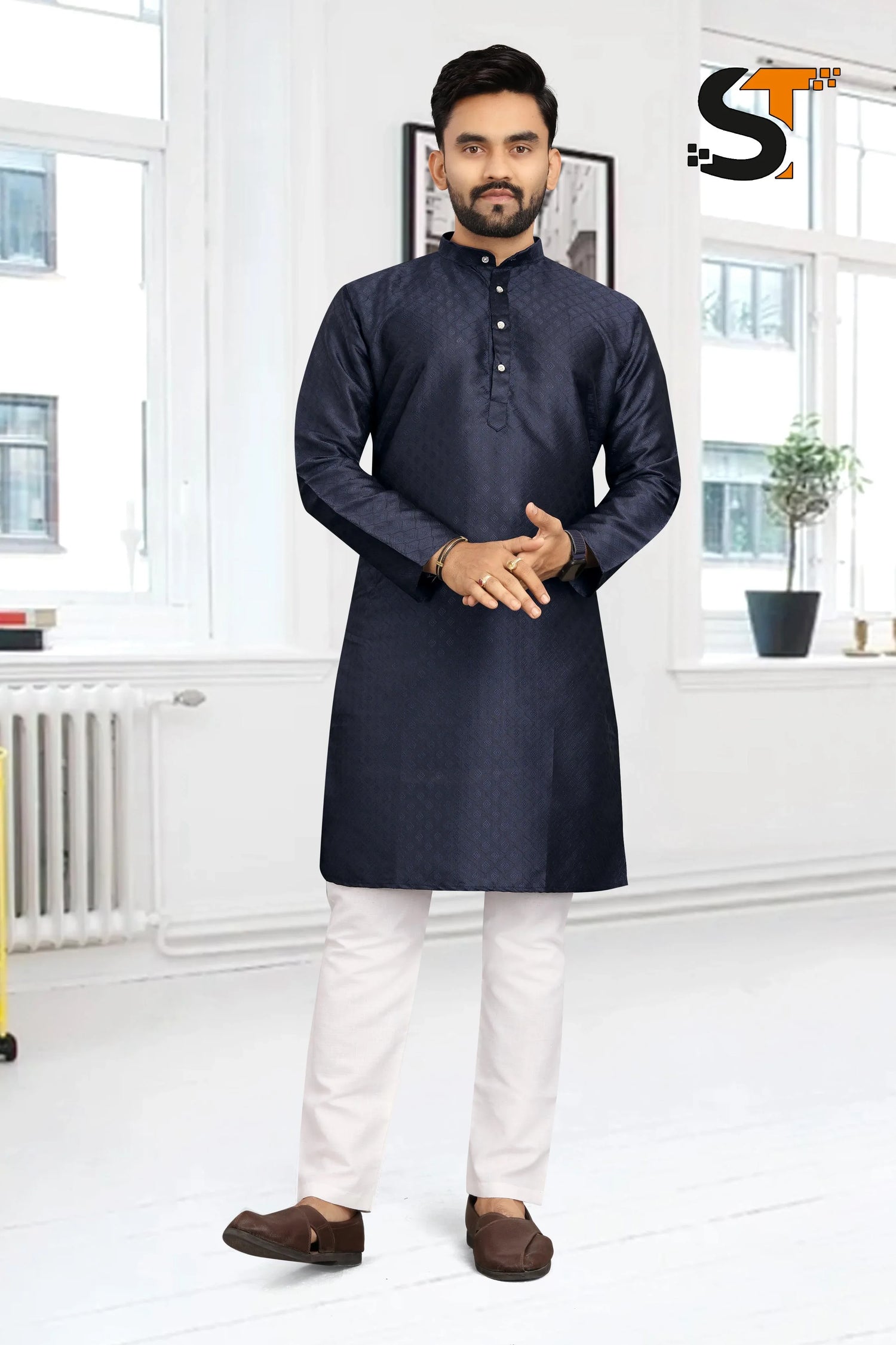 Beautiful Designer Pure Cotton Father Son Matching Combo Kurta Pyjama Set