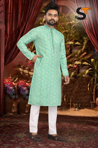 Beautiful Designer Pure Cotton Pintex Tie Kurta Pyjama