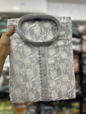 Beautiful Designer Pure Cotton Pintex Tie Kurta Pyjama