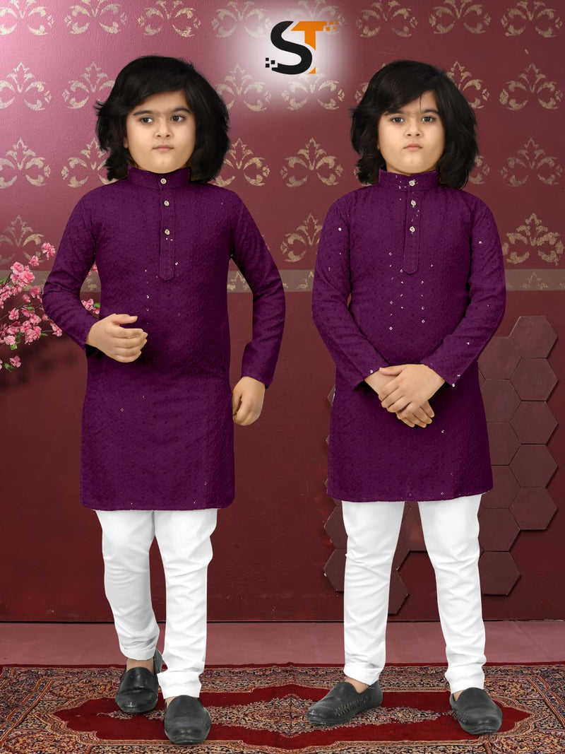 Wedding Special Boy Kid's Heavy Chikankari Kurta Pajama