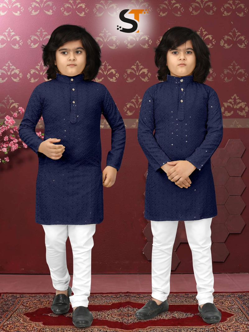 Wedding Special Boy Kid's Heavy Chikankari Kurta Pajama