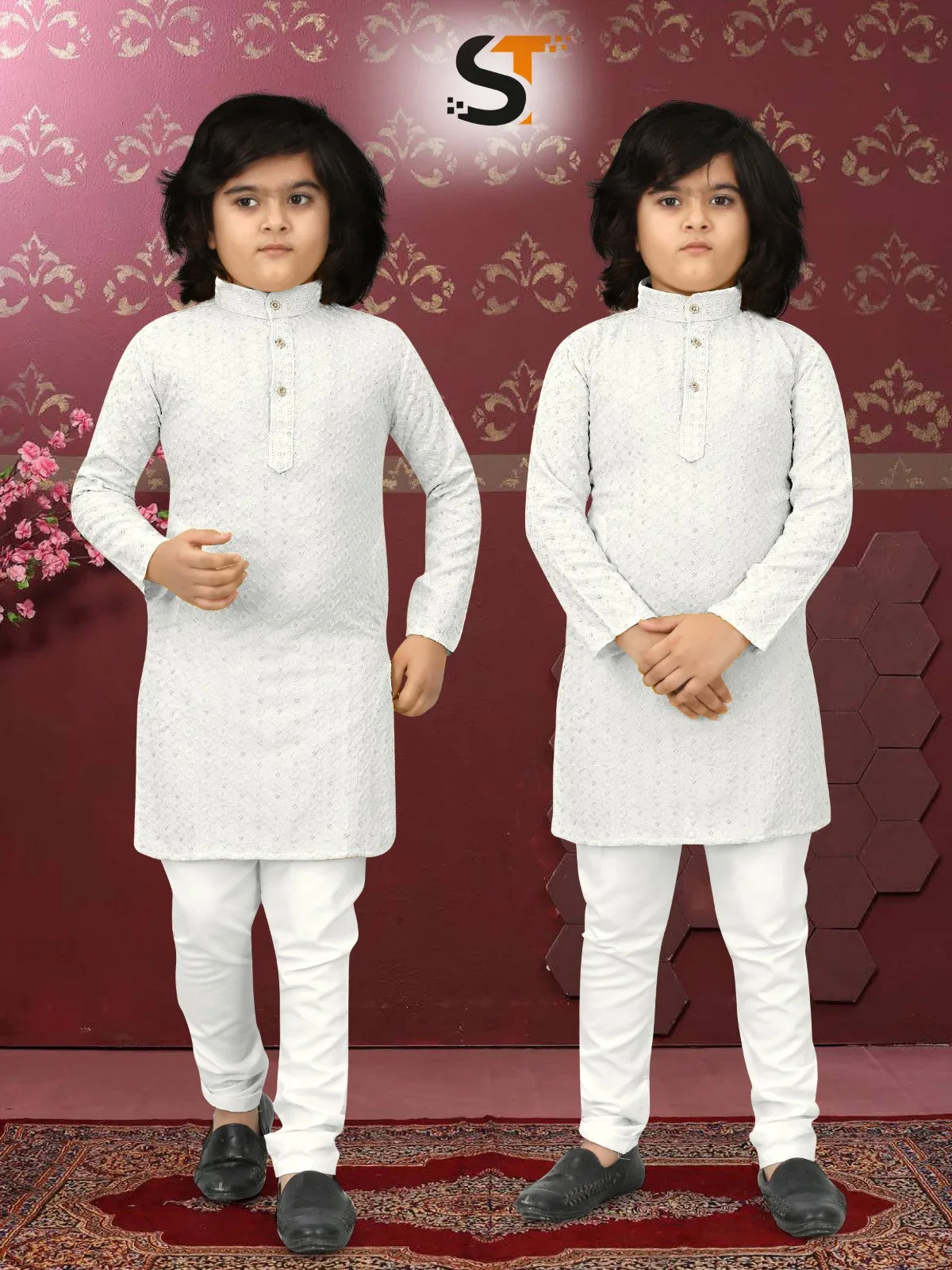 Wedding Special Boy Kid's Heavy Chikankari Kurta Pajama