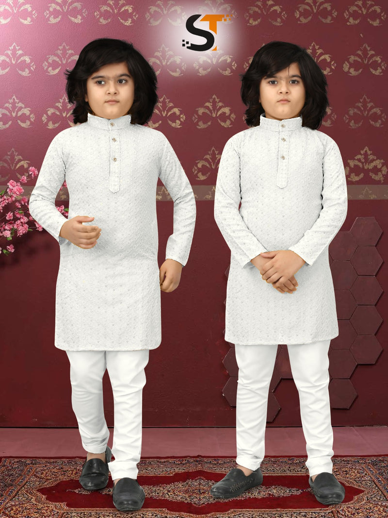 Wedding Special Boy Kid's Heavy Chikankari Kurta Pajama
