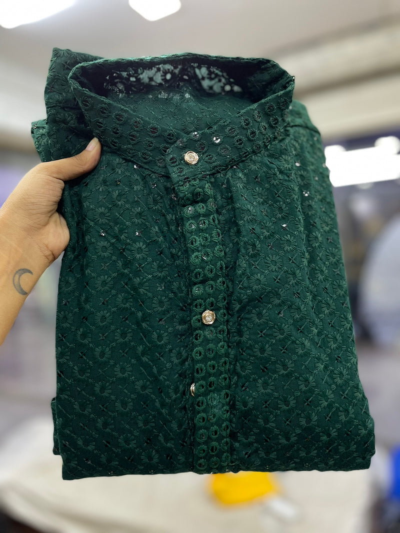 Wedding Special Boy Kid's Heavy Chikankari Kurta Pajama