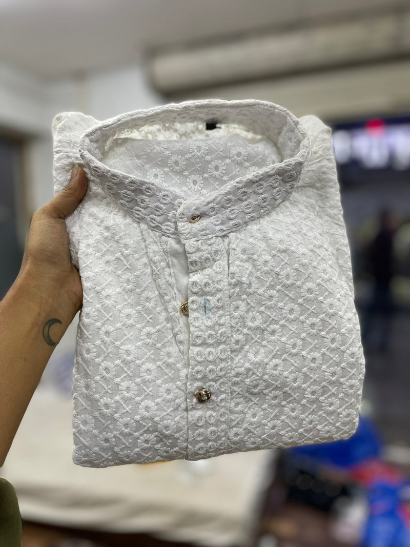 Wedding Special Boy Kid's Heavy Chikankari Kurta Pajama