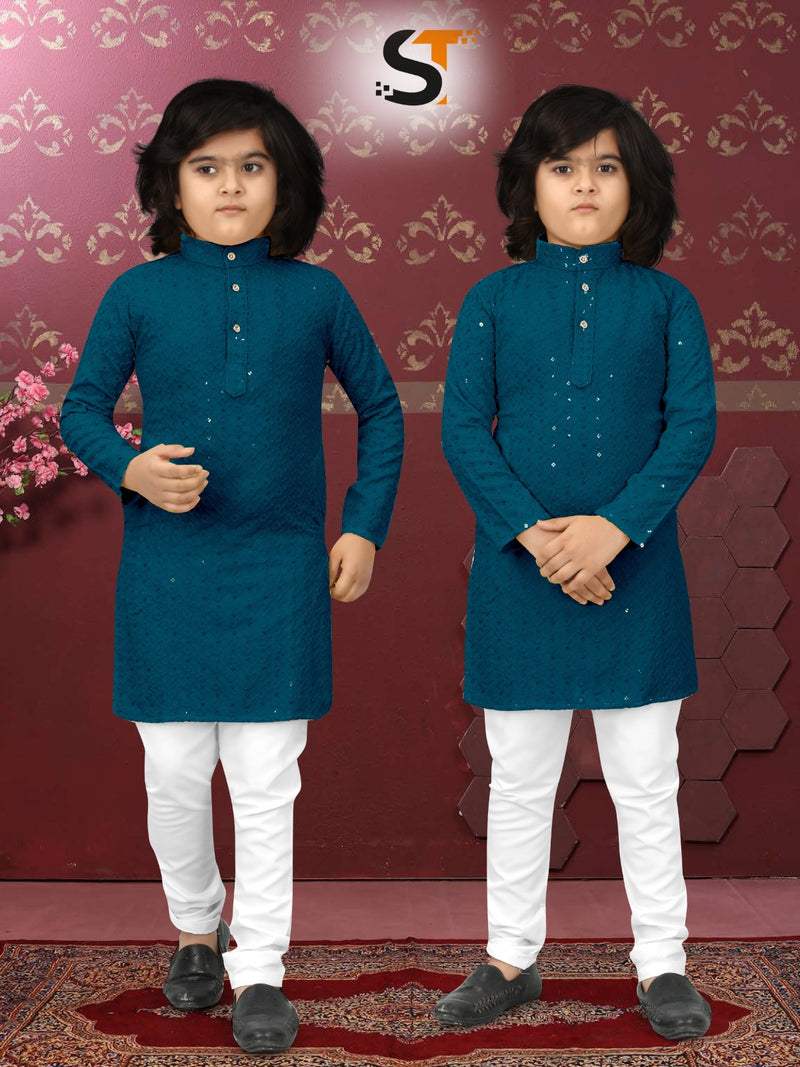 Wedding Special Boy Kid's Heavy Chikankari Kurta Pajama