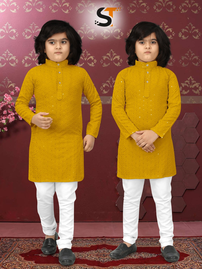 Wedding Special Boy Kid's Heavy Chikankari Kurta Pajama