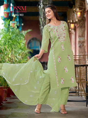 Beautiful Designer premium Cotton Kurti Pant With Dupatta Salwar Suit