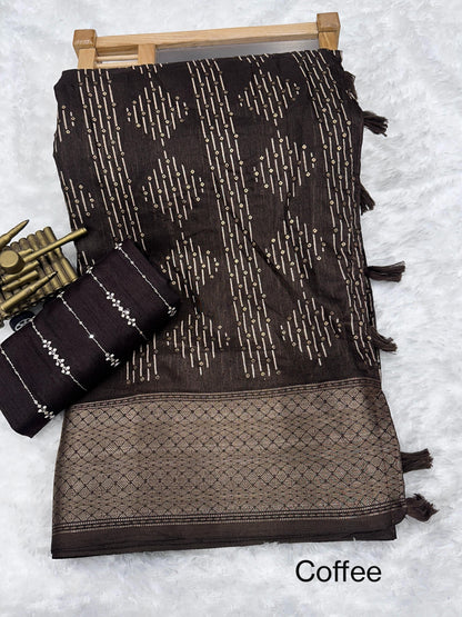 Beautiful Designer Party Wear Soft Muslim Cotton Silk Saree