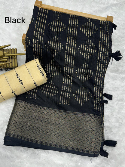 Beautiful Designer Party Wear Soft Muslim Cotton Silk Saree