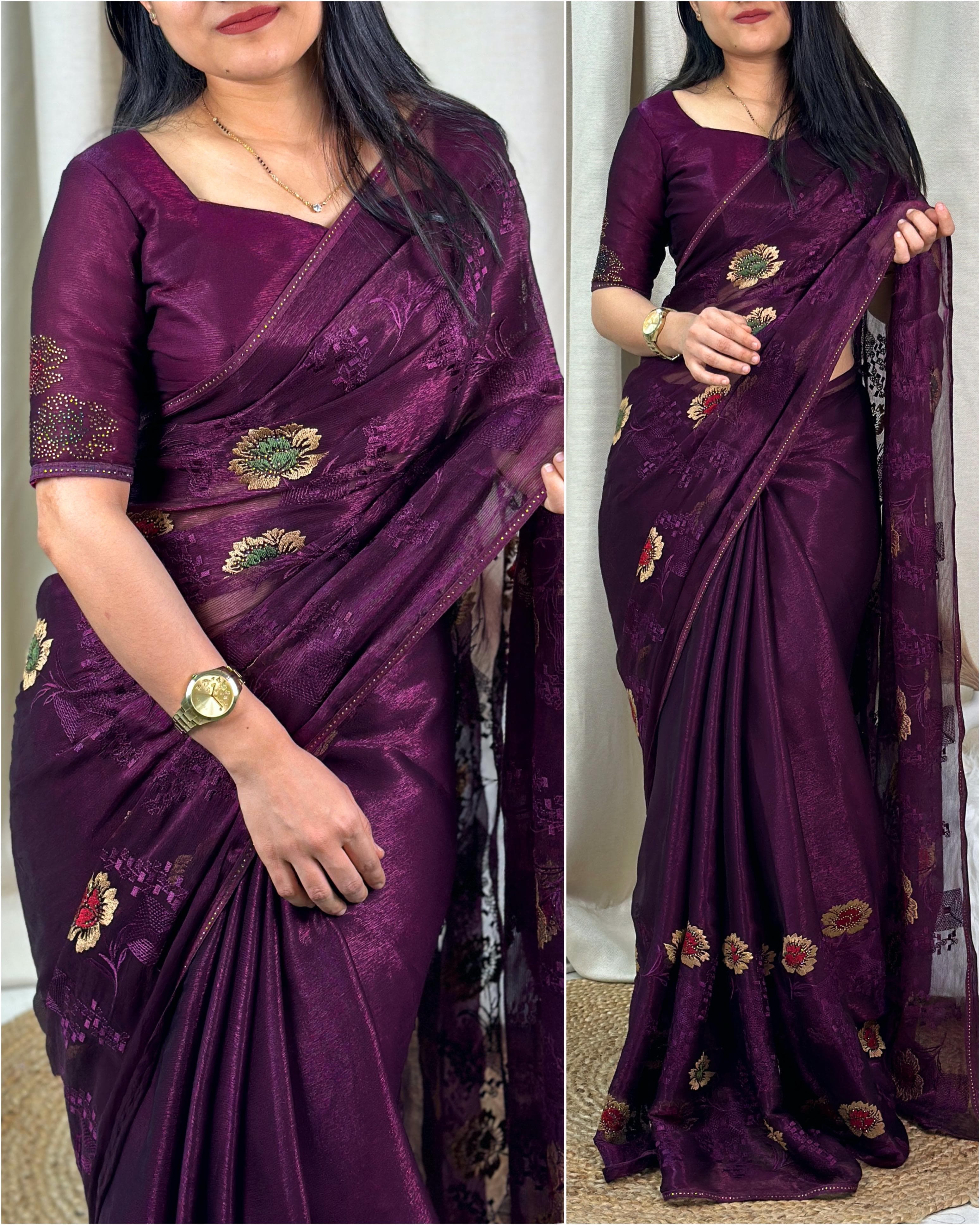 Beautiful Designer Party Wear Sitara Chiffon Saree