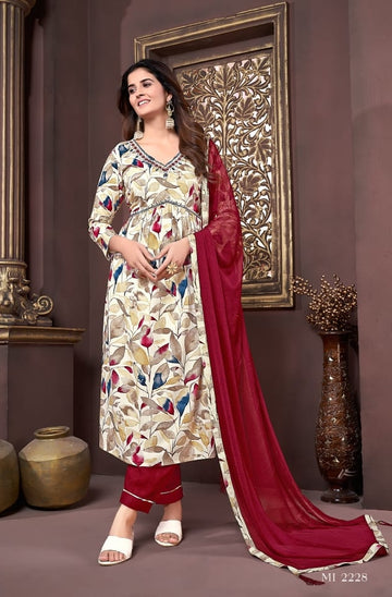 Beautiful Designer Afgani Alia Cut Kurti Pant With Dupatta Salwar Suit