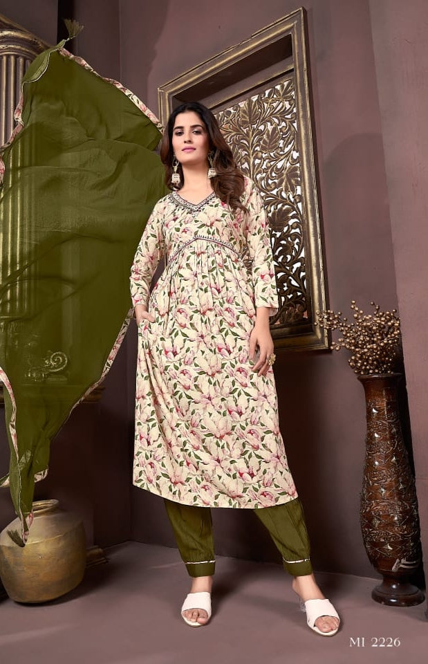 Beautiful Designer Afgani Alia Cut Kurti Pant With Dupatta Salwar Suit