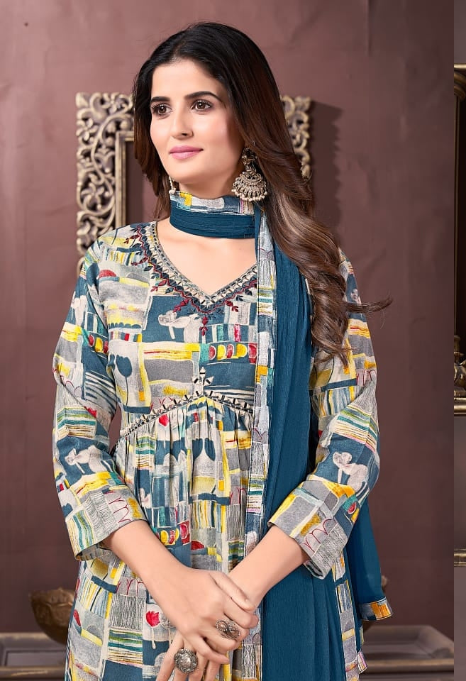 Beautiful Designer Afgani Alia Cut Kurti Pant With Dupatta Salwar Suit
