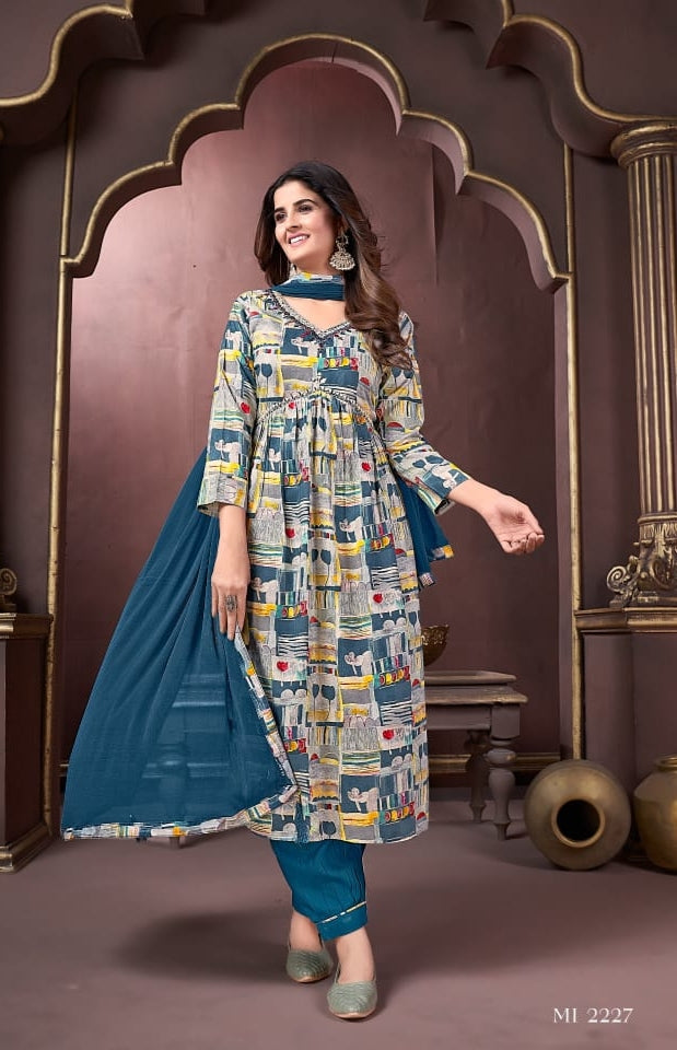 Beautiful Designer Afgani Alia Cut Kurti Pant With Dupatta Salwar Suit