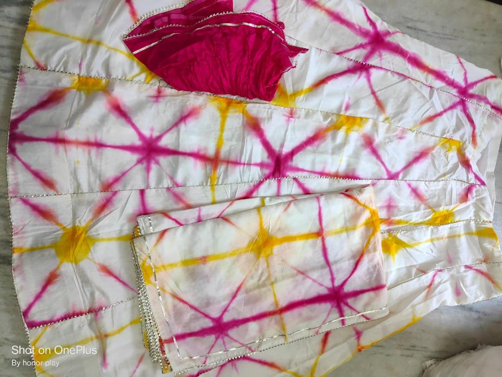 Beautiful Designer Rajasthani Upara Silk Shibori Battik Print Lehenga Choli