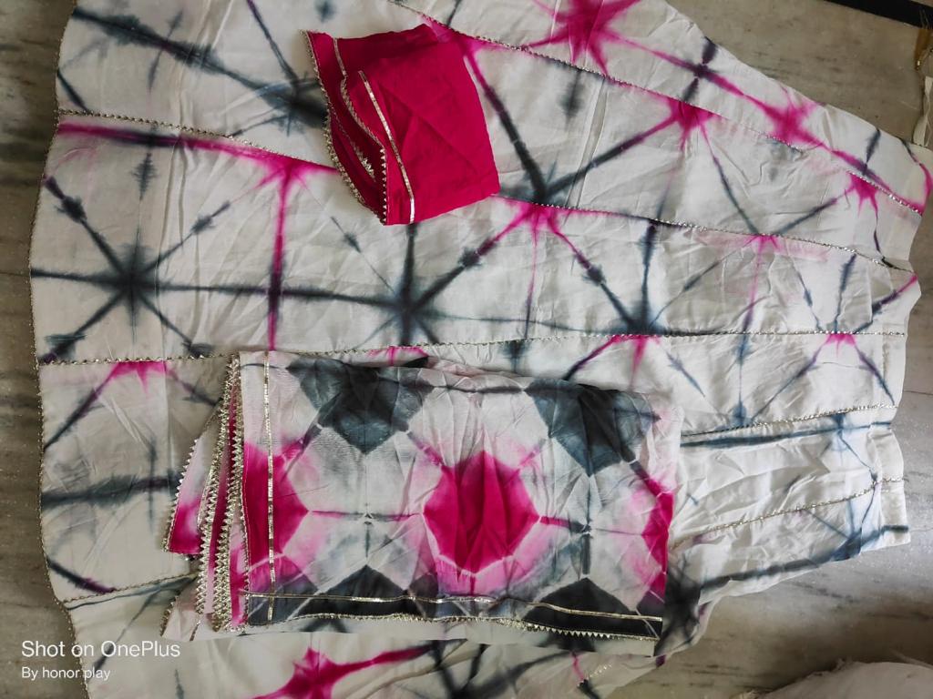 Beautiful Designer Rajasthani Upara Silk Shibori Battik Print Lehenga Choli